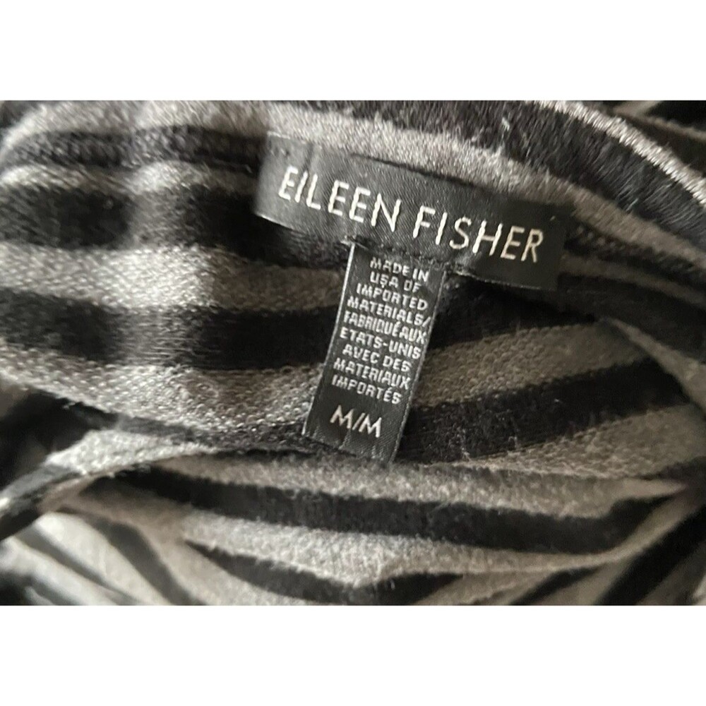 Eileen Fisher Tencel Tunic Top Size M Gray Striped Minimalist Elevated Casual - Picture 6 of 11